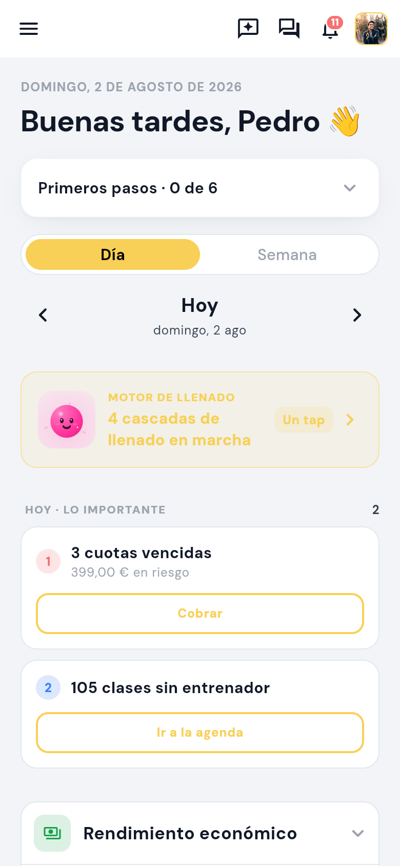 La misma pantalla en tema claro